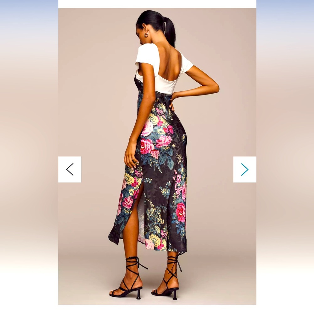 BNWT By Anthropologie Twofer Floral Silky Midi Slip Dress - Picture 3 of 3